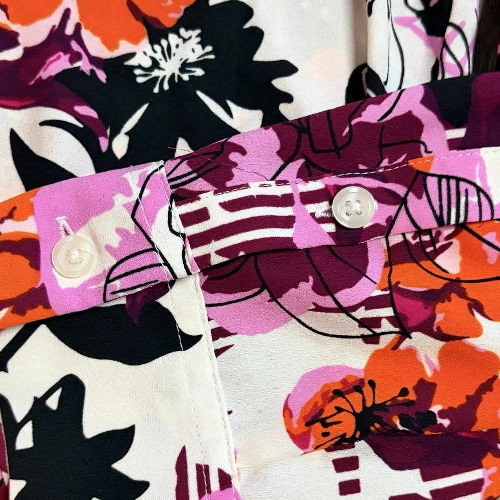 Dana Buchman Women's Multicolored Floral Casual  Tunic Button Up Blouse XL - Picture 3 of 8